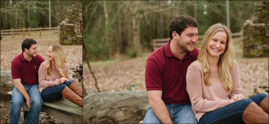 Couple laughing in the country at Mississippi engagement photography