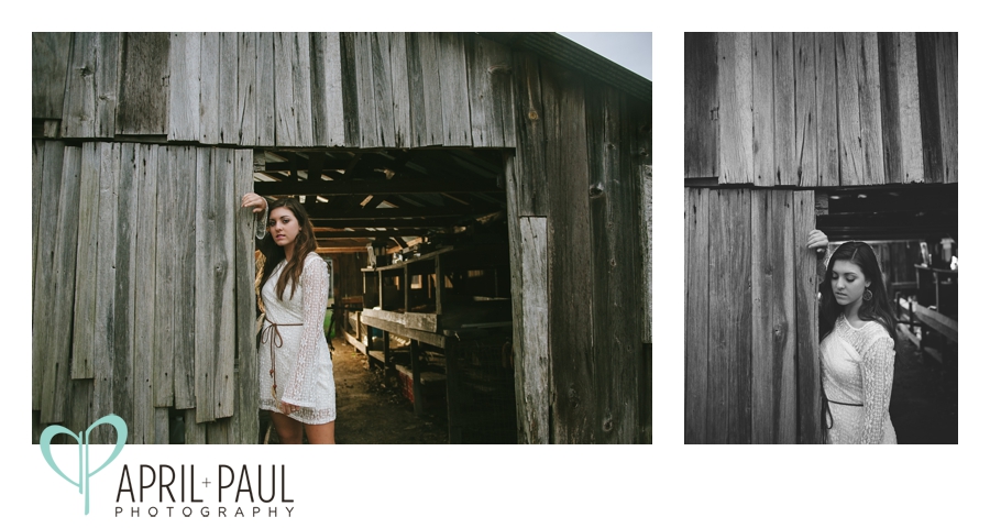 Hattiesburg, MS Girl Senior Portait Photography at a barn with lace dress