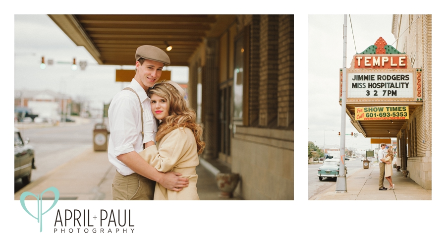 Temple Theater Engagement Photos in Meridian, MS
