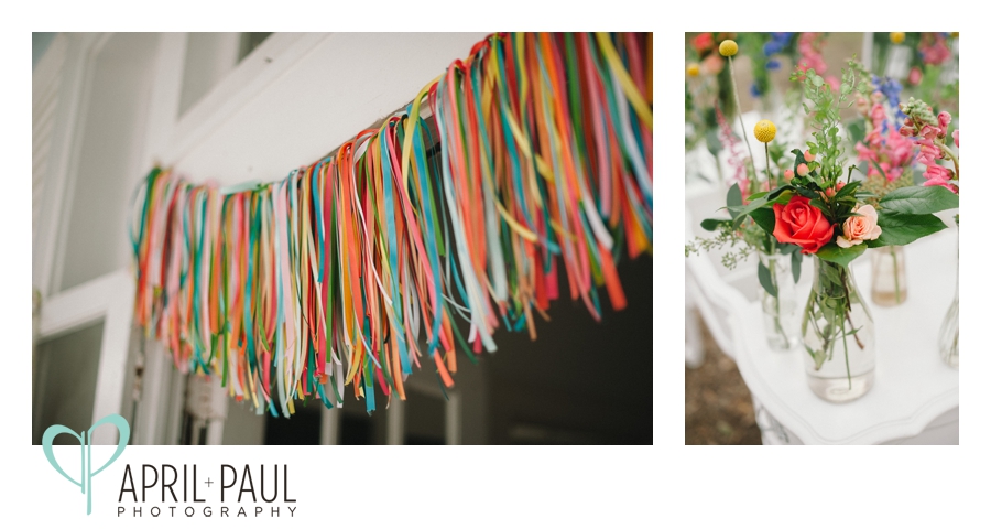 Colorful Vintage Wedding with Banners at The Cedars in Fondren