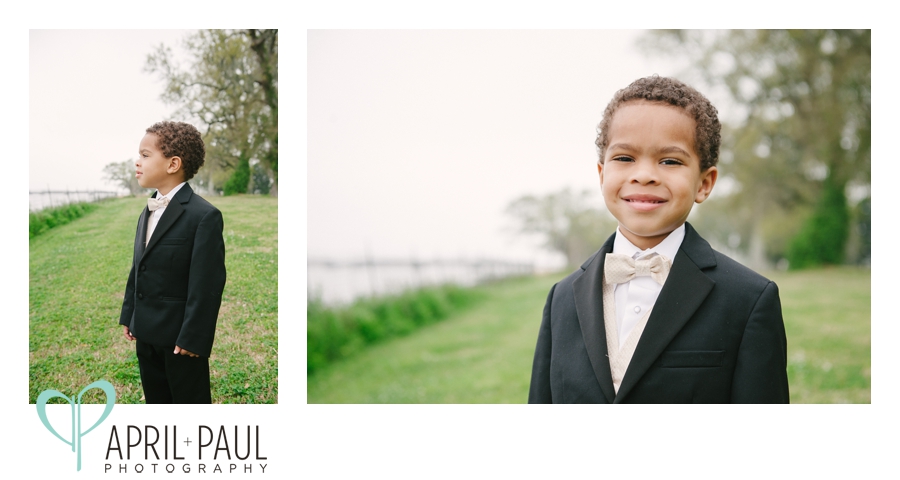 Ring bearer in suit at The Old Place in Gautier, MS