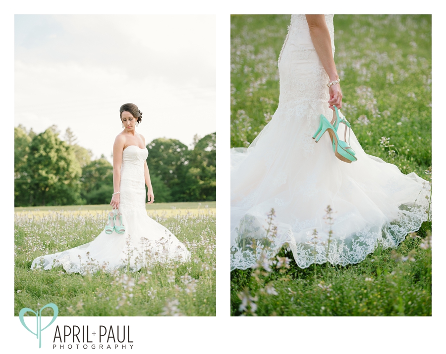 Southern Style Bridals in Mississippi with Aqua shoes