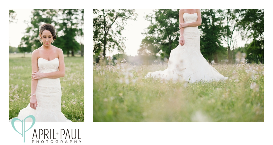 Southern Bridal Portraits in a field in Mississippi
