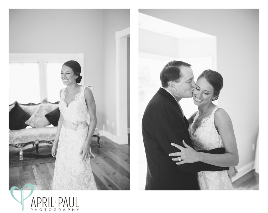 Brides first look with father at Welty Commons in Jackson, MS | April + Paul Photography