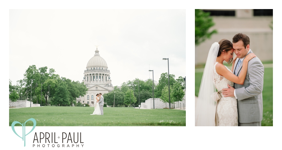 Bride and Groom in Jackson, MS at the Capitol Building