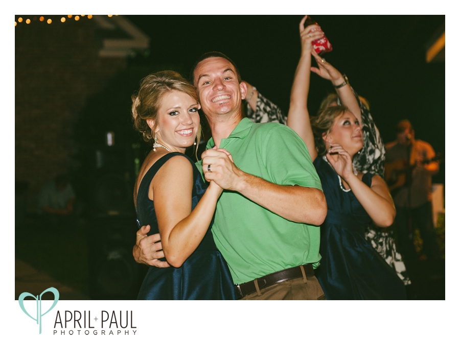 Couple dancing at small backyard wedding in Mississippi