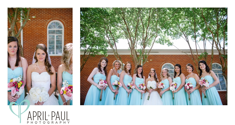 Bridal Party at Noxapater Baptist church in Mississippi Wedding