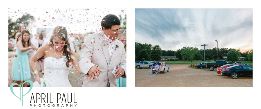 Bride and Groom confetti Exit in Mississippi Wedding