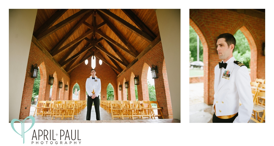 Bride and Groom First Look at Oak Hill Stables Wedding Venue in Oxford, MS