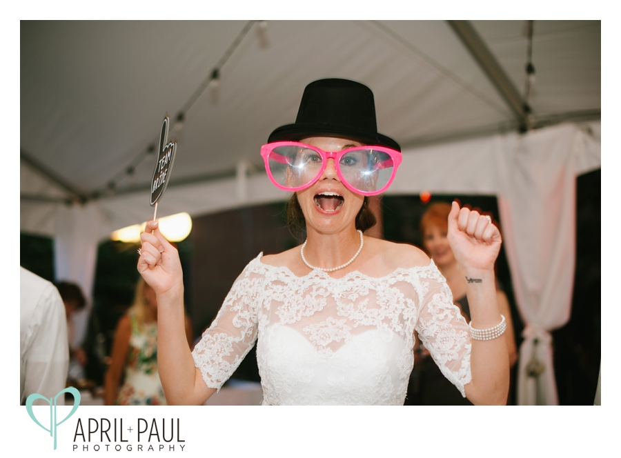 Bride with large glasses at oak hill stables