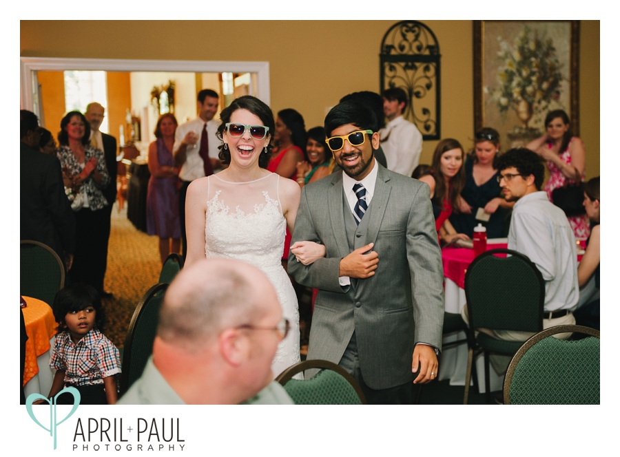Bride and Groom in sunglasses at Southern Oaks Wedding