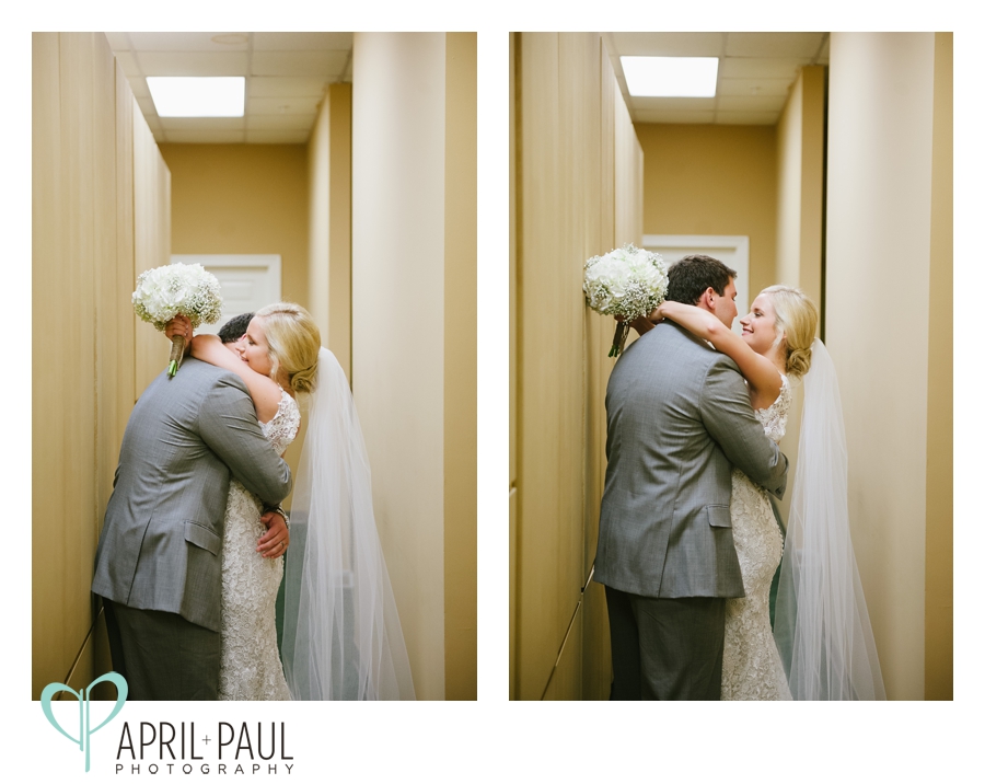 Bride and groom moment after ceremony at Southern Oaks