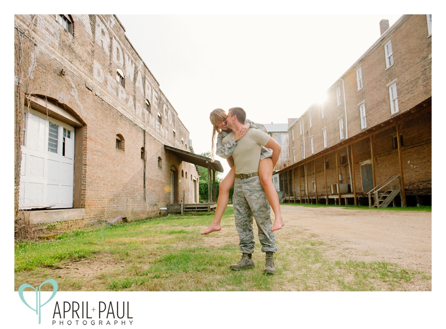 Military Engagement Photos in Downtown Hattiesburg
