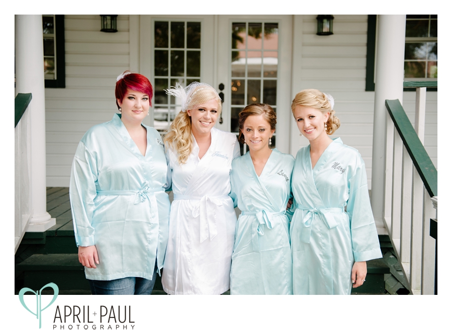 Brides in silk robes at Oak Crest Mansion Wedding in Pass Christian, MS