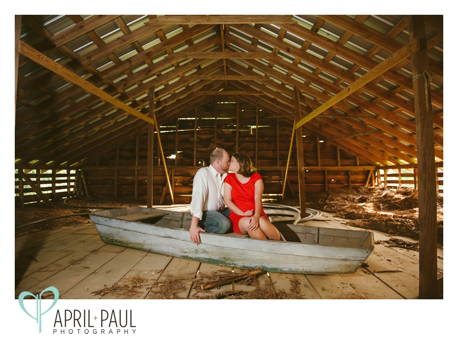 Country Barn Engagement Shoot with Boat in Mississippi