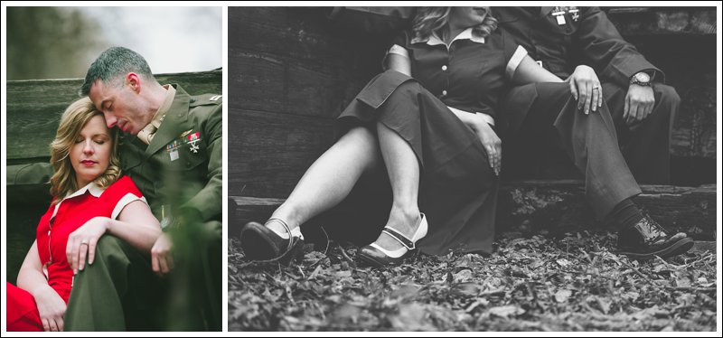 Vintage World War II Styled Engagement Photography in Mississippi