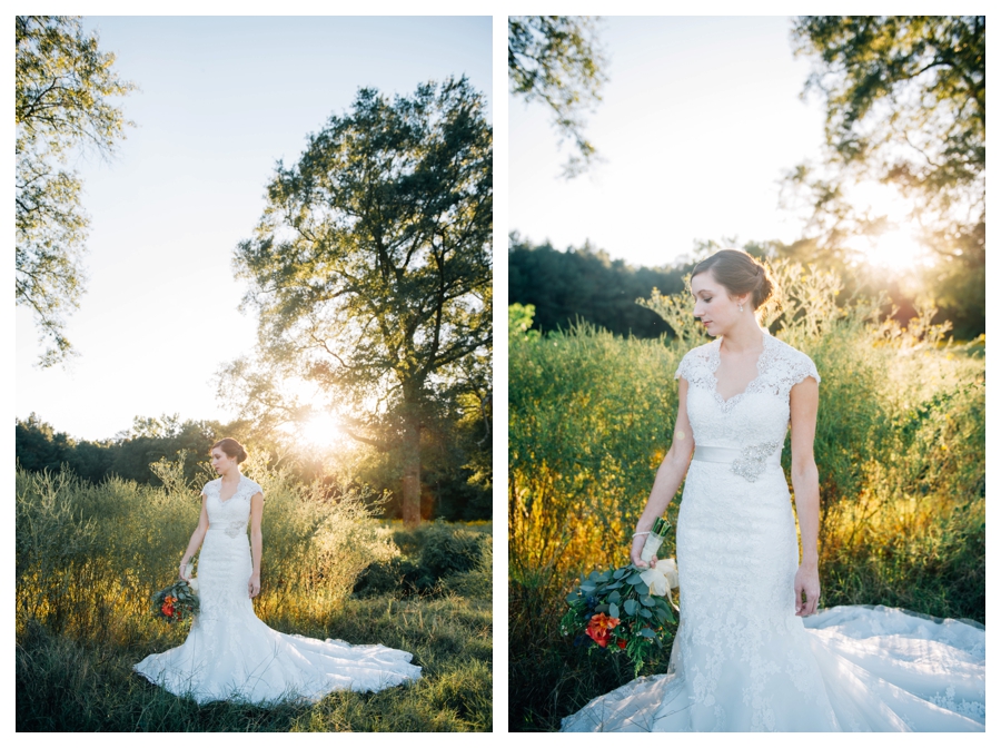 Southern Bridal Portraits in a field